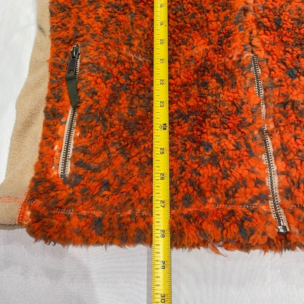 Southern Marsh Mens Sherpa Fleece Vest Orange Gray Full Zip Medium Pockets‎